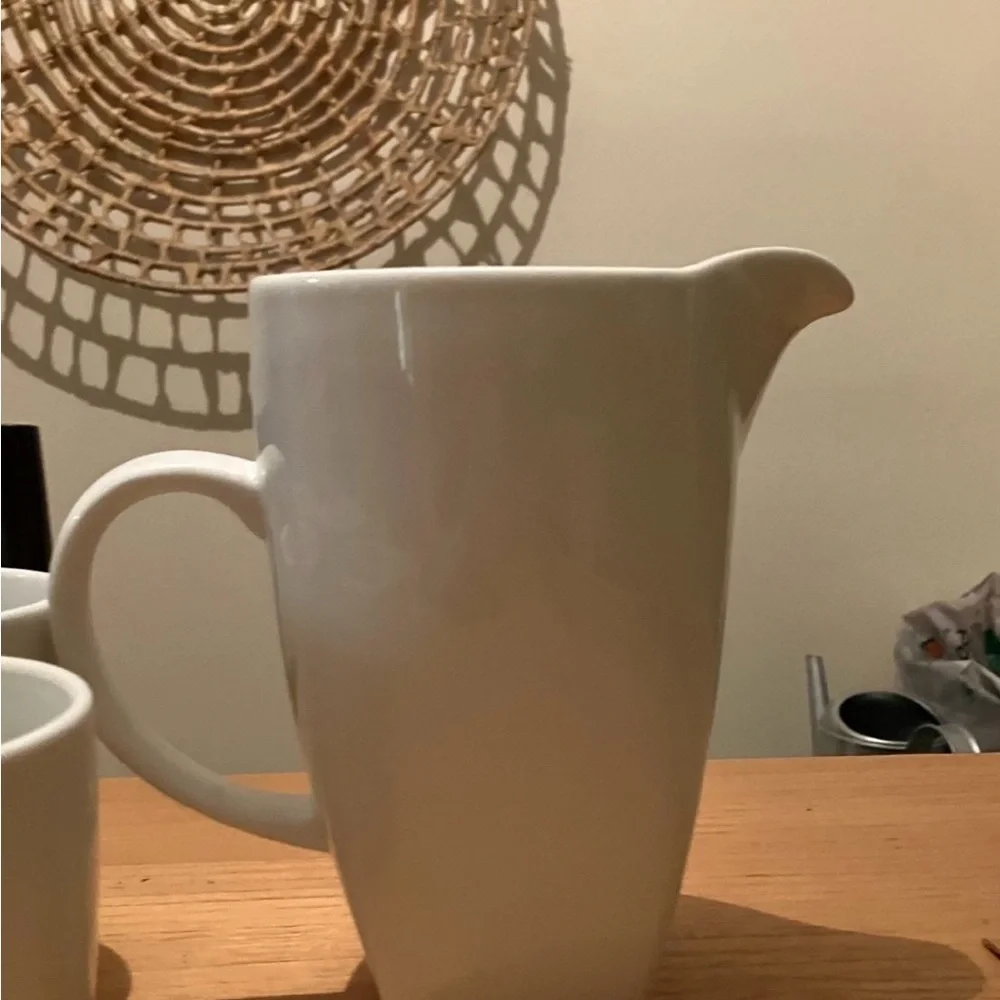 Crate&Barrel White Ceramic Mug and Pitcher Set